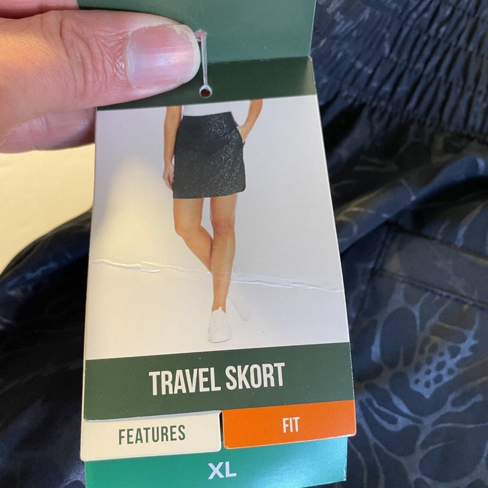 ORVIS CLASSIC COLLECTION Women's Skort Black Rose Zip Pockets Mesh Pant Xl - Picture 5 of 8